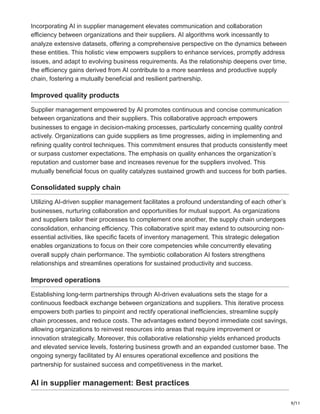 AI IN SUPPLIER MANAGEMENT: THE NEW FRONTIER IN PROCUREMENT INNOVATION | PDF