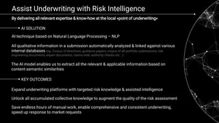 Assist Underwriting with Risk Intelligence
By delivering all relevant expertise & know-how at the local «point of underwri...