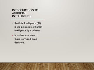 Introduction to Artificial Intelligence and Intelligent Agents | PPTX