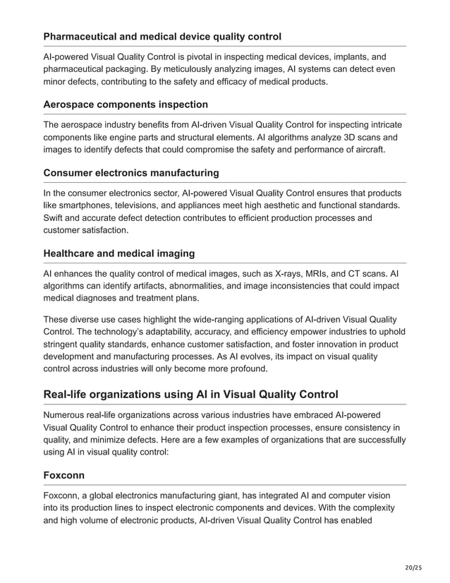 AI in visual quality control - An Overview.pdf | Technology Industry ...