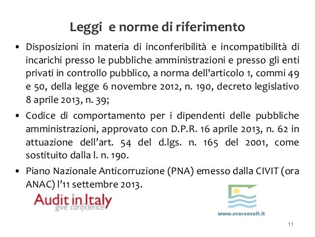Legge 190 Del 2012 Riassunto Slide