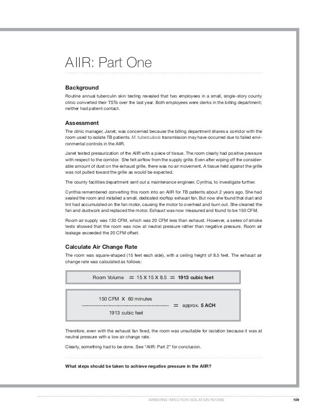 Guidelines For Airbone Infection Isolation Room