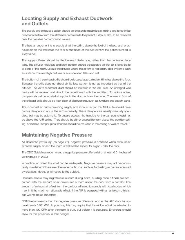 Guidelines For Airbone Infection Isolation Room