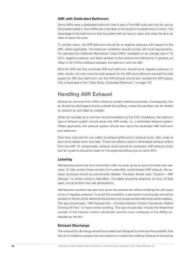Guidelines For Airbone Infection Isolation Room