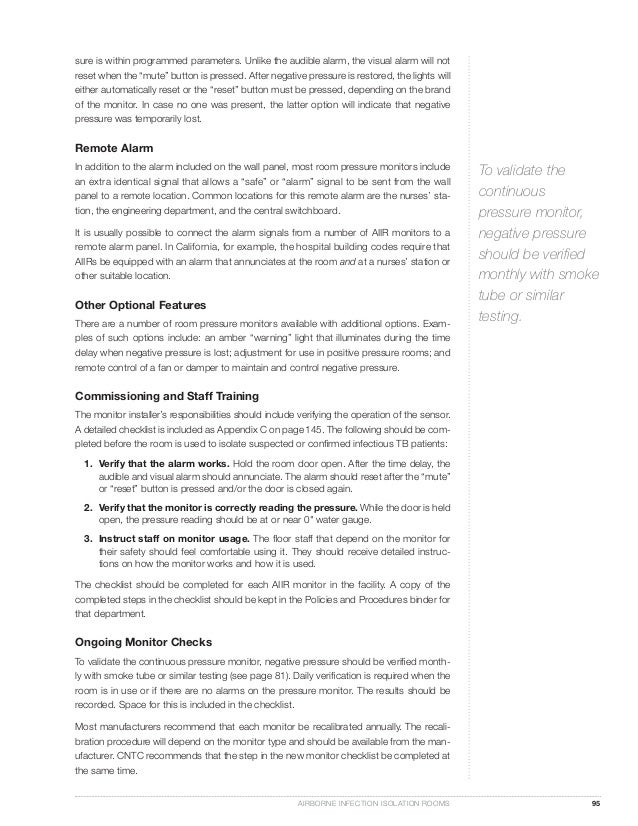 Guidelines For Airbone Infection Isolation Room