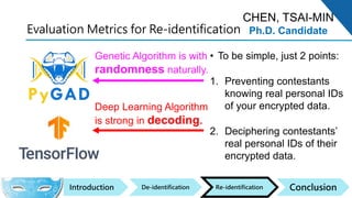 Data De-identification and Re-identification | PPTX