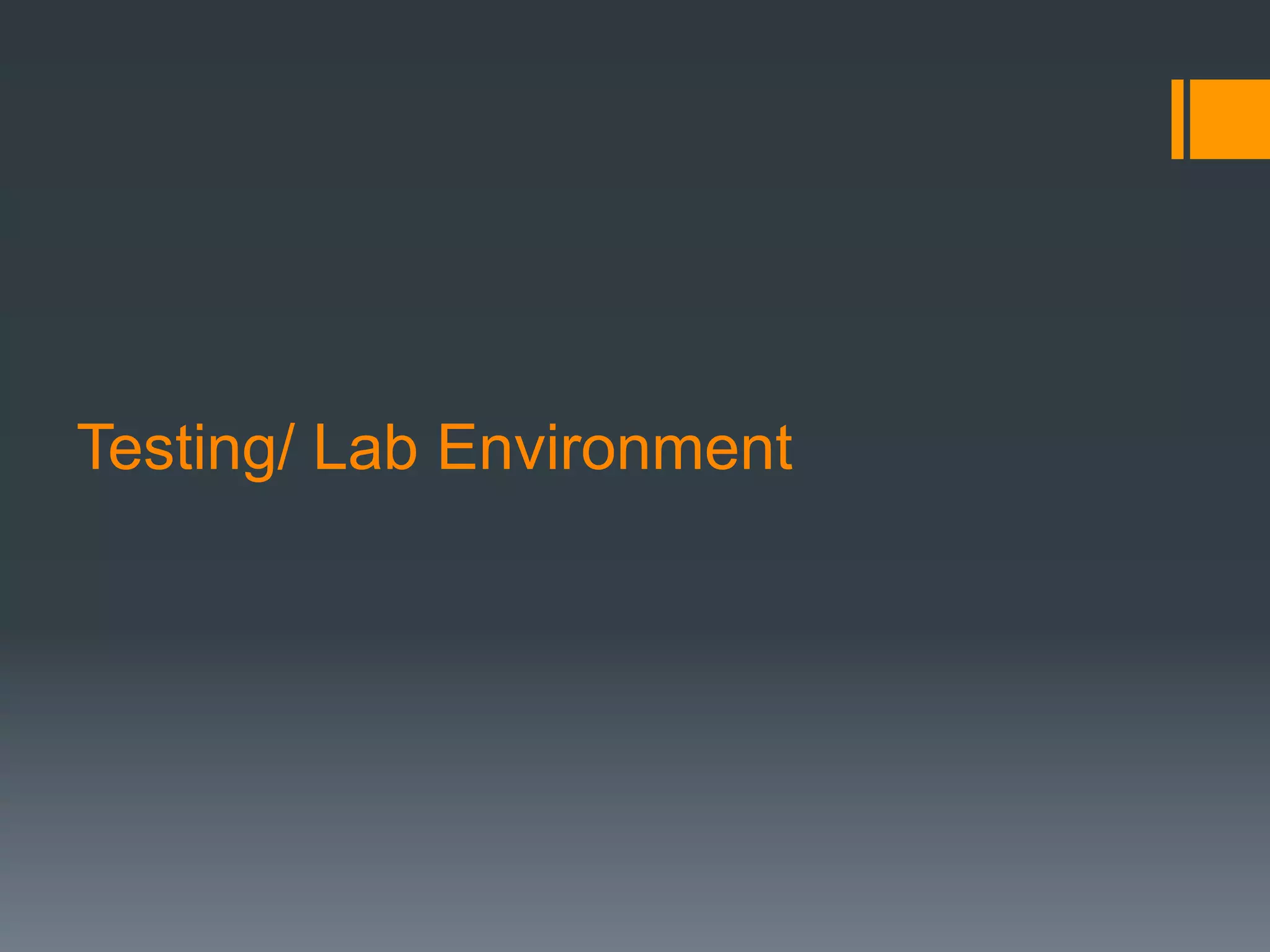 Testing/ Lab Environment
 