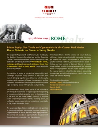 AIJA Rome Seminar on Private Equity