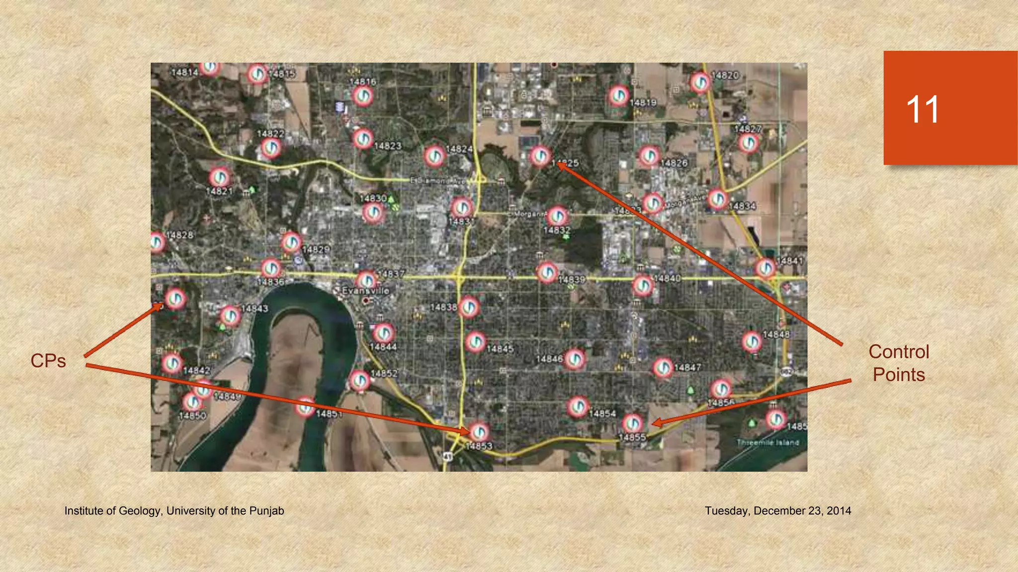 Tuesday, December 23, 2014Institute of Geology, University of the Punjab
11
CPs Control
Points
 