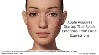 Apple Acquires
Startup That Reads
Emotions From Facial
Expressions
Source: https://goo.gl/032Qiz
 