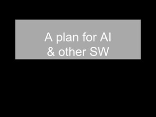A plan for AI
& other SW
 