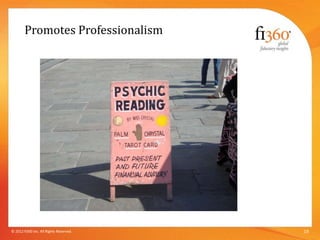 Promotes Professionalism
19© 2012 fi360 Inc. All Rights Reserved.
 