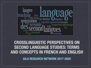 CROSSLINGUISTIC PERSPECTIVES ON
SECOND LANGUAGE STUDIES: TERMS
AND CONCEPTS IN FRENCH AND ENGLISH
AILA RESEARCH NETWORK 2017-2020
 