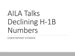 AILA Talks
Declining H-1B
Numbers
CHRISTOPHER STENDER
 