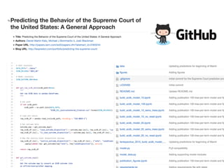 A Deeper Dive
on Predicting
Predicting Case Outcomes
(other problems can be
solved using similar methods)
 