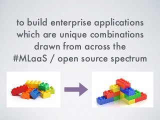 to build enterprise applications
which are unique combinations
drawn from across the
#MLaaS / open source spectrum
 