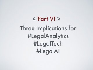 Three Implications for
#LegalAnalytics
#LegalTech
#LegalAI
Part VI< >
 