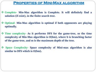 I. Mini-Max Algorithm in AI | PPT