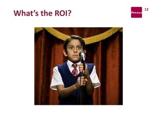 What’s the ROI?
13
 