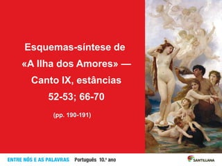 Esquemas-síntese de
«A Ilha dos Amores» —
Canto IX, estâncias
52-53; 66-70
(pp. 190-191)
 