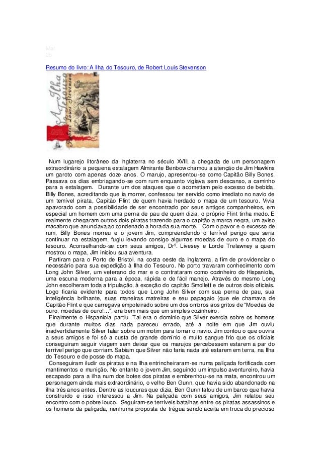 Resumo Do Livro A Ilha Do Tesouro De Robert Louis Stevenson - Resenhas