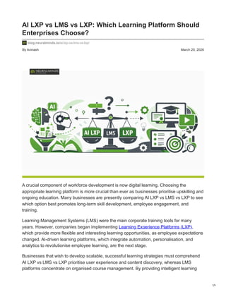 AI LXP vs LMS vs LXP: Which Learning Platform Should Enterprises Choose ...