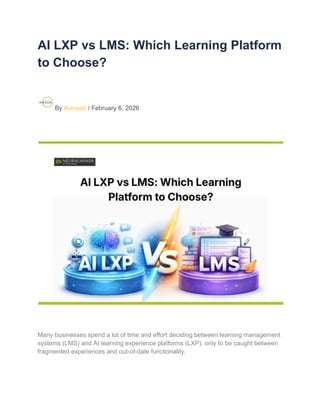 AI LXP vs LMS: Which Learning Platform to Choose? | PDF