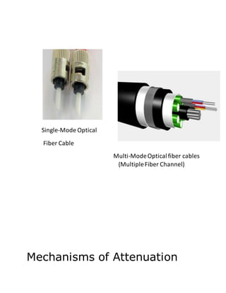 Single-Mode Optical
Fiber Cable
Multi-ModeOpticalfiber cables
(MultipleFiber Channel)
Mechanisms of Attenuation
 