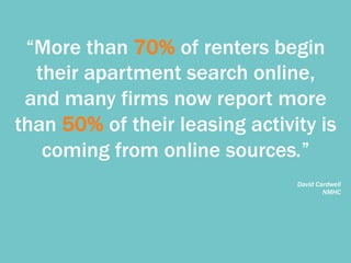 www.ThunderSEO.com @MoniqueTheGeek | #AIMconf
“More than 70% of renters begin
their apartment search online,
and many firm...