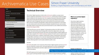 Archivematica Use Cases
http://www.sfu.ca/content/dam/sfu/archives/DigitalPreservation/DRArchitecture.png
Simon Fraser Uni...