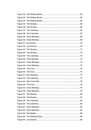 8
Figura 32 - The Rolling Stones .........................................................................64
Figura 33 - The Rolling Stones .........................................................................64
Figura 34 - The Rolling Stones .........................................................................65
Figura 35 - The Strokes ....................................................................................66
Figura 36 - The Strokes ....................................................................................66
Figura 37 - The Libertines.................................................................................67
Figura 38 - The Libertines.................................................................................67
Figura 39 - Arctic Monkeys ...............................................................................68
Figura 40 - Arctic Monkeys ...............................................................................69
Figura 41- Joy Division .....................................................................................70
Figura 42 - Joy Division ....................................................................................70
Figura 43 - The Strokes ....................................................................................71
Figura 44 - The Strokes ....................................................................................72
Figura 45 - The Libertines.................................................................................72
Figura 46 - The Libertines.................................................................................73
Figura 47 - Arctic Monkeys ...............................................................................73
Figura 48 - Arctic Monkeys ...............................................................................74
Figura 49 - The Cure.........................................................................................75
Figura 50 - The Cure.........................................................................................76
Figura 51- The Libertines..................................................................................77
Figura 52 - The Libertines.................................................................................77
Figura 53 - New York Dolls ...............................................................................78
Figura 54 - The Cure.........................................................................................78
Figura 55 - Arctic Monkeys ...............................................................................79
Figura 56 - Arctic Monkeys ...............................................................................79
Figura 57 - The Strokes ....................................................................................80
Figura 58 - The Strokes ....................................................................................81
Figura 59 - The Libertines.................................................................................82
Figura 60 - The Libertines.................................................................................83
Figura 61 - Arctic Monkeys ...............................................................................83
Figura 62 - Arctic Monkeys ...............................................................................84
Figura 63- The Beatles .....................................................................................85
Figura 64 - The Rolling Stones .........................................................................86
Figura 65 - Joy Division ....................................................................................86
 