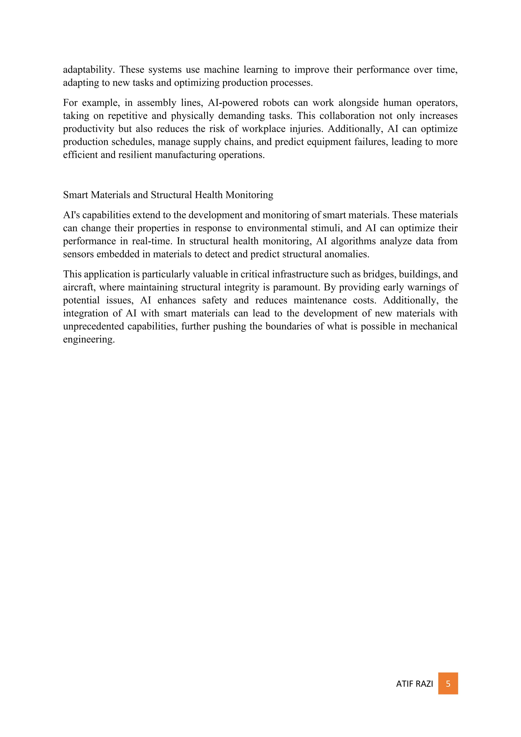 Applications of Artificial Intelligence in Mechanical Engineering | PDF