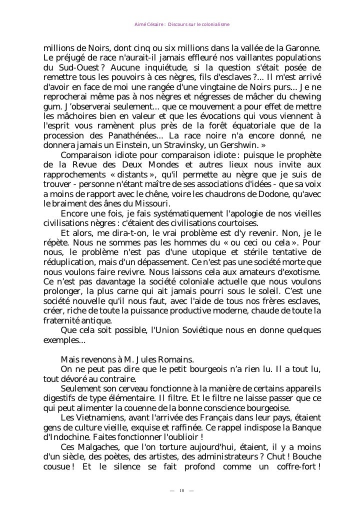 Aime Cesaire Discours Sur Le Colonialisme 1955