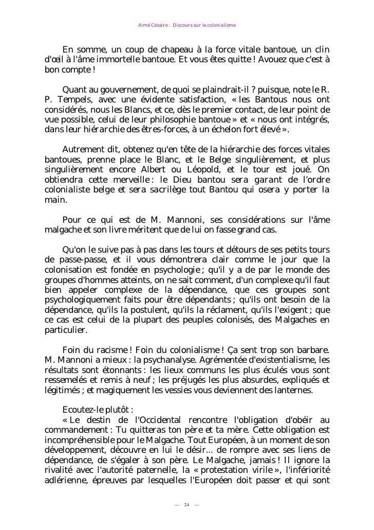 Aime Cesaire Discours Sur Le Colonialisme 1955 Aime Cesaire Discours Sur Le Colonialisme 1955