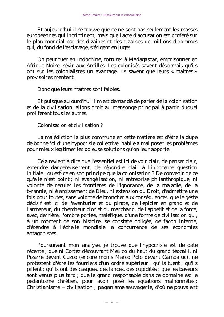 Aime Cesaire Discours Sur Le Colonialisme 1955 Aime Cesaire Discours Sur Le Colonialisme 1955