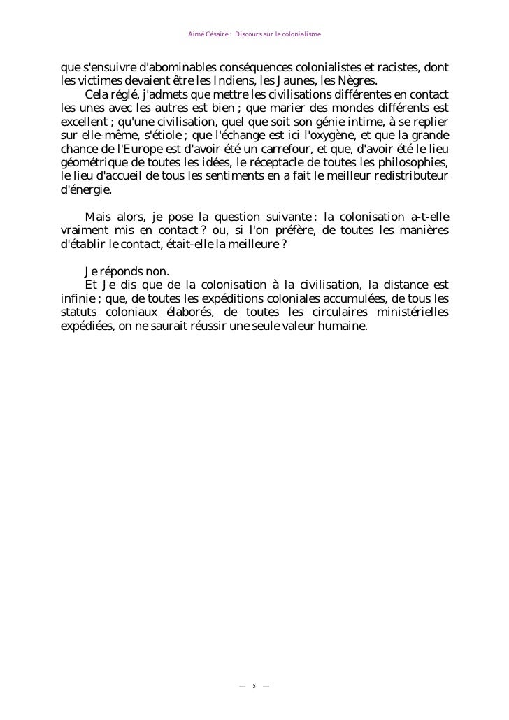 Aime Cesaire Discours Sur Le Colonialisme 1955
