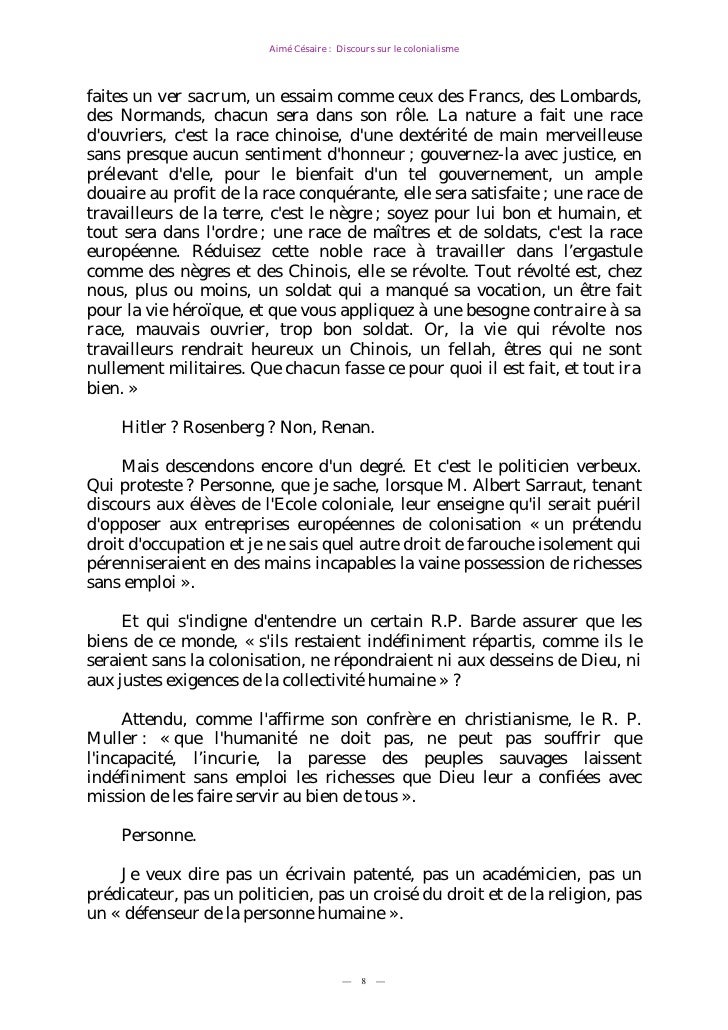 Aime Cesaire Discours Sur Le Colonialisme 1955