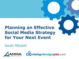 Planning an Effective
Social Media Strategy
for Your Next Event
Sarah Mitchell
 