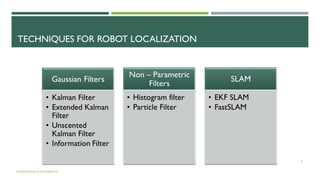 TECHNIQUES FOR ROBOT LOCALIZATION
A.ANTONOVA & K.KOSEKOVA
5
 