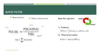 BAYES FILTER
 Bayes theorem  Markov chain process
A.ANTONOVA & K.KOSEKOVA 7
 