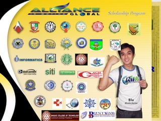 TF:GLOBAL PACKAGE = SEM
      15,000 – 21,000/ P7,980
MF: 2,500
  17,500
  200,000 Personal Accident Insurance
  10,000 Medical Reimbursement / Burial
      7,500
  50, 000 Unprovoked Death
  ATM Card
  Free Web Page
    SAVE 10,000 /SEM              X 2 SEM   / YEAR
  www.aimglobalinc.com



       20,000 / YEAR
  Business Kit
SAVEMedical Checkup/ Laboratories
  Free
       X 4 YEARS
 Discount of 25% on all products
  Scholarship Program


        SAVE 80,000 / COURSE
           Value for Money Package!!!
 