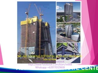 ALLIANCE CORPORATE CENTE
WE ARE LOOKING POTENTIAL BUSINESS PARTNERS!
Join us now,
Message me on Facebook
https.//www.Facebook.Com/blanche888
Whatsapp +639770129608
 