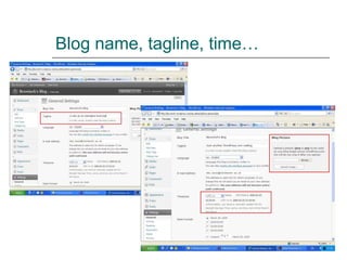 Blog name, tagline, time… 