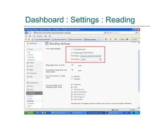 Dashboard : Settings : Reading 