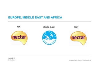 EUROPE, MIDDLE EAST AND AFRICA


     UK            Middle East              Italy




                                 Annual and Special Meeting of Shareholders 28
 