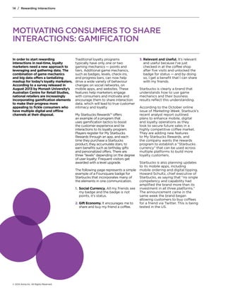 14 / Rewarding Interactions

MOTIVATING CONSUMERS TO SHARE
INTERACTIONS: GAMIFICATION
In order to start rewarding
interact...