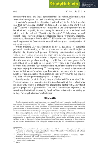 Aiming For Transformation Exploring Graduateness In South Africa | PDF