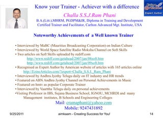 St.Mary’s Engineering College VNRVJIET• Vivekananda Institute of Management, Secunderabad       • Suprabhath Institute for Management & Computer Studies • Arjun College of Technology and Science, Hyderabad                       • Apollo Institute of Technology, Kanpur BIEAP• Team Ventures India Pvt Ltd, Hyderabad • WALAMTARI aimkaam - Creating Success for You!