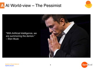 “With Artificial Intelligence, we
are summoning the demon.”
– Elon Musk
A AI World-view – The Pessimist
Spotle.ai Study Ma...