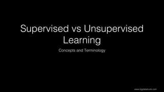 www.bigdatatrunk.com
Supervised vs Unsupervised
Learning
Concepts and Terminology
 